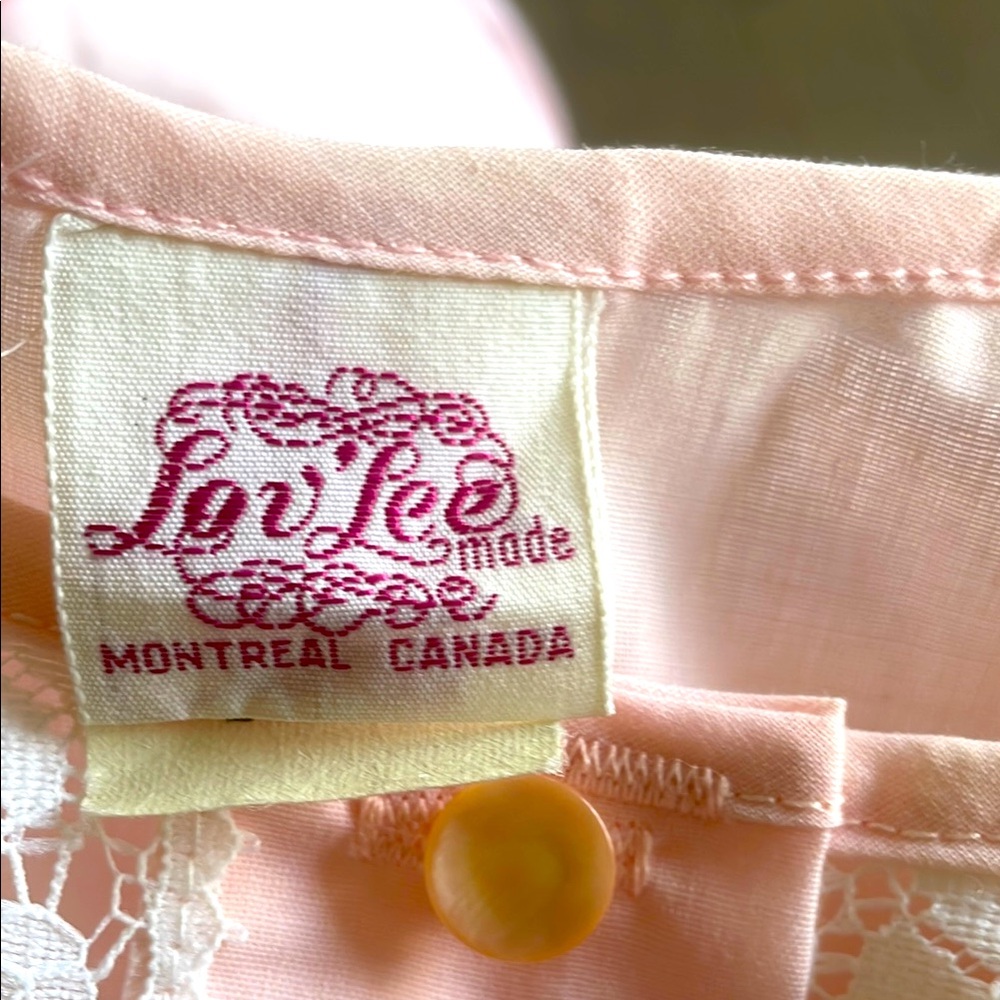 Vintage Lov Lee Pink Lace Embroidery Nightgown Montreal Canada L - Picture 16 of 16